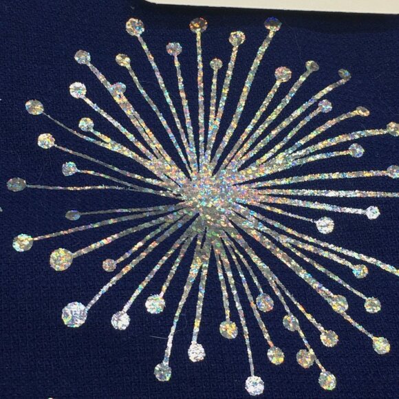 2 pc Williamsburg Fireworks Terry Kitchen Towels Iridescent Silver Foil July 4th - Picture 5 of 8